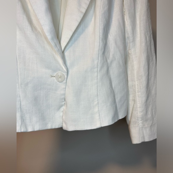 Express Linen Blend Cream Cropped Preppy Costal Blazer Women’s Sz M - Picture 7 of 8